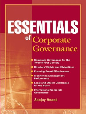 cover image of Essentials of Corporate Governance